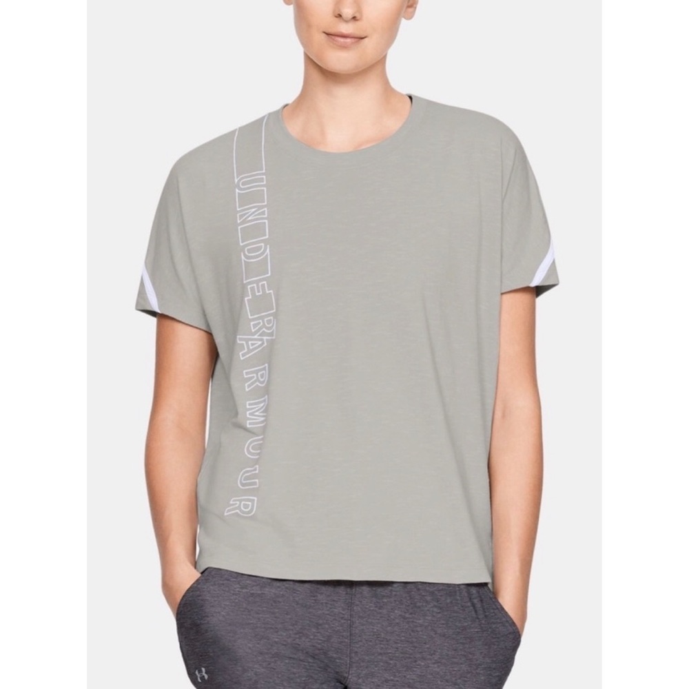 Under Armour Oversized Graphic Top Grey Tee Size XL NWT